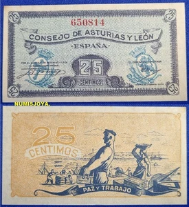 Consejo Asturias y León 25 céntimos 1937. 650814. SIN CIRCULAR. - Bild 1 von 1