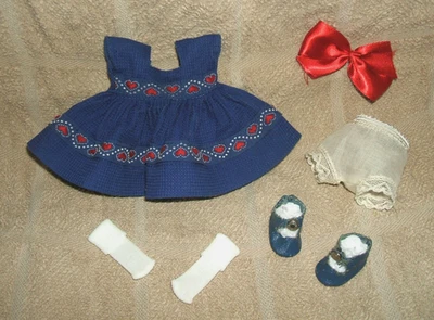 1953 ~ MUFFIE DOLL ~ #505 NURSERY STYLES OUTFIT + C.S. SHOES ~ VGC ~ NANCY ANN - Image 1 of 4