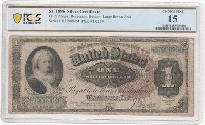 1886 $1 Martha Washington Silver Certificate PCGS 15 Choice Fine - Image 1 of 2