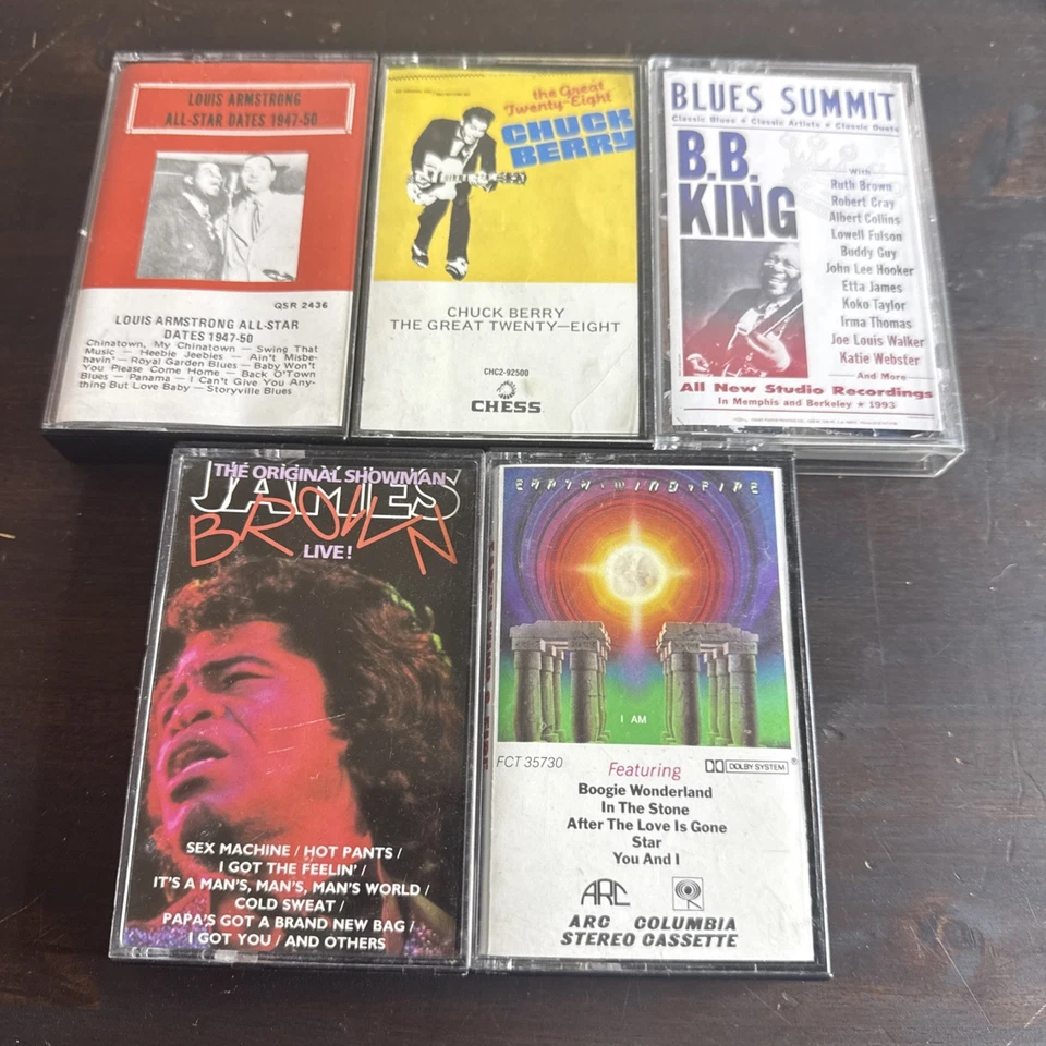 Cassette Tape Lot of 5 Vintage 1980s Tapes James Brown, BB King, Chuck Berry Foto 1 de 4