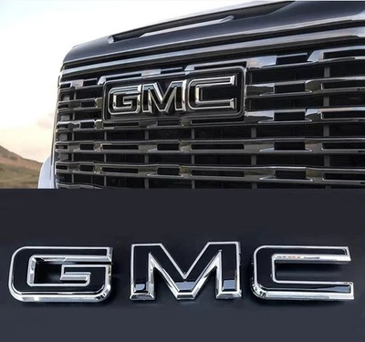 Insignia emblema rejilla cromada negra GMC 3D 2019-2025 Sierra Yukon XL Canyon OEM Foto 1 de 2