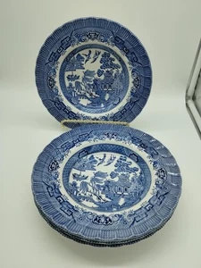 (Set of 4) Royal Wessex Blue Willow 6 1/4" Coupe Cereal Bowl w/ Swirl Rim - Picture 1 of 11