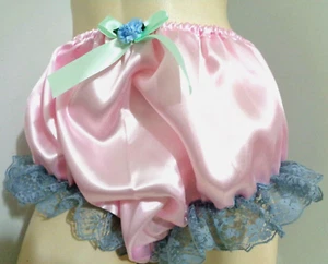 Adult sissy handmade pink frilly men satin panties briefs bloomer dress-up 35-48 - Picture 1 of 4