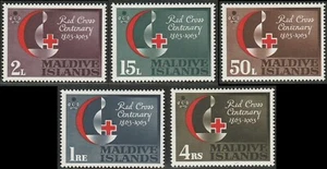 Maldivas 1963 Sc 124-28 100 aniversario de Int. Juego completo Cruz Roja MNH - Imagen 1 de 1