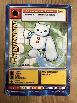 Frigimon Bo-07 Champion 1st Edition Unlimited Digimon CCG 1999 Bandai DAMAGED - Image 1 of 2