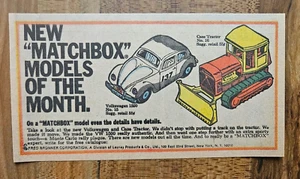 VINTAGE 1969 MATCHBOX LESNEY#15 VOLKSWAGEN BUG #16 CASE TRACTOR ADVERTISEMENT - Picture 1 of 1