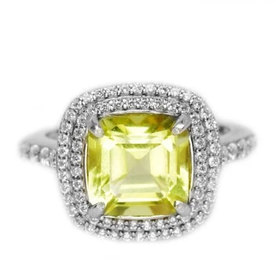 ANILLO PLATA ESTERLINA 925 COJÍN CUARZO LIMÓN NATURAL Y CIRCONITA BLANCA TALLA 7,75 Foto 1 de 4