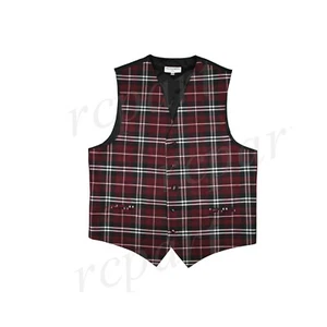 Nuevo Chaleco Esmoquin Formal Para Hombre Chaleco Solo Cuadros Cuadros Borgoña Boda - Imagen 1 de 3