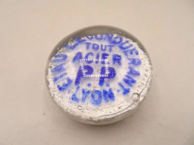 Presse-papier publicitaire ancien en verre.XIX°.Etau Acier le Conquerant.Lyon. - Photo 1/4