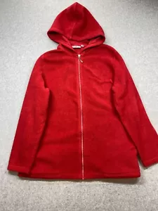 Quacker Factory Sweater Womens Medium Hoodie Sweatshirt Jacket Red Jewel Zip - Picture 1 of 12
