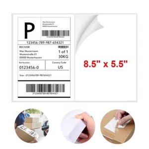 50 Shipping Label 8.5 x 5.5 Half Sheet 2 Per Sheet Self Adhesive Laser / Inkjet - Picture 1 of 6