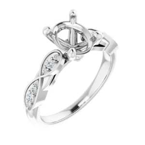 Oval Custom 9×7mm Setting Natural Diamond Semi Mounting Engagement Ring Platinum - Picture 1 of 6