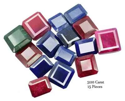 Lote de 15 piezas de piedras preciosas sueltas de rubí esmeralda y zafiro naturales de 5110 quilates/certificadas Foto 1 de 4