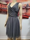 H&M Women's Size 10 Gray Chiffon Fit & Flare Dress NWT #C
