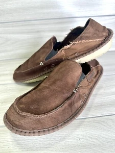 Crocs mens 11 Walu Santa cruz SUEDE & canvas Slip on moccasin shoes loafters - Picture 1 of 17