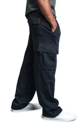 Mens Jogger Fleece Cargo Pocket Sweat Pants With Drawstring  S~6XL  FL77EY - Image 1 of 2