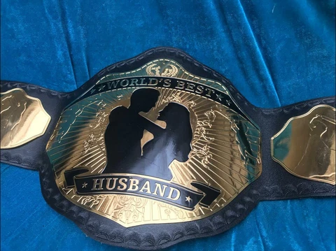 WORLD BEST HUSBAND WRESTLING CHAMPIONSHIP Belt ADULT SIZE 2MM zinc Plates Cover