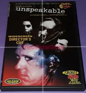 UNSPEAKABLE DVD - 2000 HORROR OOP Indie TROMA B-Film Chad Ferrin GORE Disgusting - Foto 1 di 1