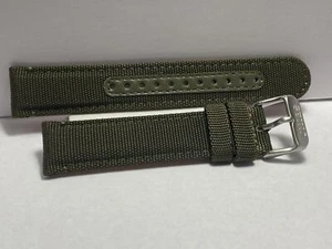 Seiko Military Watchband Green 20mm Padded Fabric/Leather Band w/Spring Bars - Picture 1 of 4