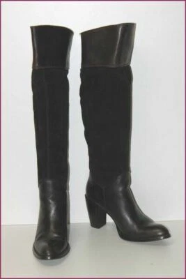 Botas hasta la rodilla HEYRAUD de cuero y gamuza negras talla 41 en muy buena condición Foto 1 de 4