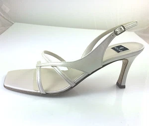SCHUH SANDALE BRAUT PERLE CREME ABSATZ H 7 CM MADE IN ITALY - Bild 1 von 5