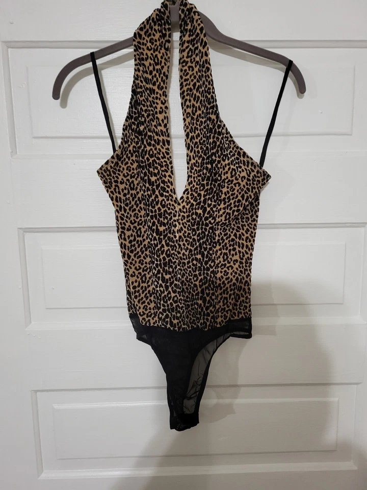 Blusa top a rayas M body estampado leopardo de una pieza años 90 Y2K Foto 1 de 4