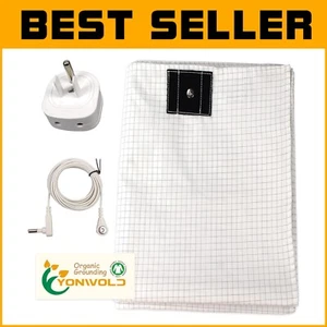 Premium Organic Cotton and Silver Grounding Sheet for Full Beds 54x75 in White - Picture 1 of 9