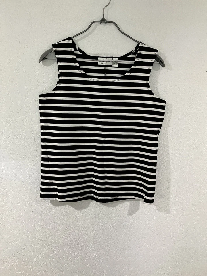 Camiseta sin mangas Cali And York Petite mediana para mujer negra blanca carrera negocios U4 Foto 1 de 4