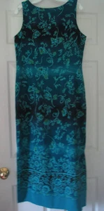 Ladies teal long dress blue green dress casual womens EUC sleeveless Size 10 - Picture 1 of 4