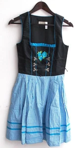 Damen Trachten Dirndl ärmellos schwarz, Rock blau kariert Gr. 32 v. Landhaus - Picture 1 of 2