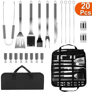Stainless BBQ Grill Tool Picnic Grilling Utensil Accessories w/ Spatula Portable - Picture 1 of 11