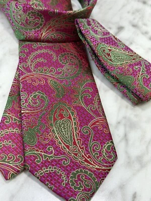 BARCELONA CRAVATTE Men Necktie with Hanky; Multicolor, Paisley, 3" - Image 1 of 4