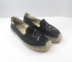 Soludos Ashkahn 'hi' Women's Espadrille Flat Loafers Black Size 7.5 - Picture 1 of 9