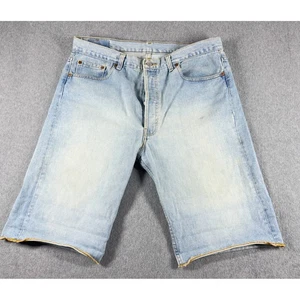 Vintage Levis 501 Shorts Men 38 Light Wash Blue Cut Off Distressed Jorts 90s - Picture 1 of 11