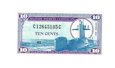 Military Payment Certificate MPC Series 681 10 Cents UNCIRCULATED - Image 1 of 2
