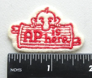 ⭐VINTAGE UNKNOWN AP IS HERE HAT JACKET VEST CLOTHING COLLECTIBLE SEW ON PATCH - Picture 1 of 4