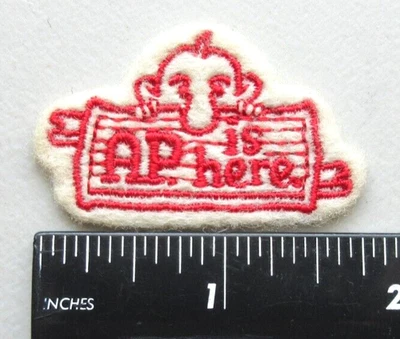 ⭐VINTAGE UNKNOWN AP IS HERE HAT JACKET VEST CLOTHING COLLECTIBLE SEW ON PATCH - Image 1 of 4