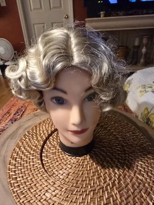 Peluca de pelo sintético rubia estilo onda dedo corto años 20-30 aleta Foto 1 de 4