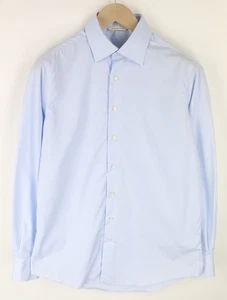 SUITSUPPLY Men's ~S Slim Fit Blue Cotton Spread Collar Long Sleeve Shirt - Picture 1 of 10