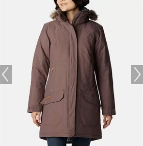 Abrigo Parka Columbia Icelandite Turbodown $350 Talla M Aislado Con Capucha Largo Malva - Imagen 1 de 12
