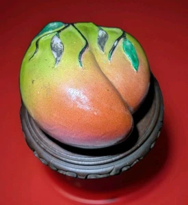 Peach Form Altar Fruit Box 19th Century Famille Rose Large - Picture 1 of 24
