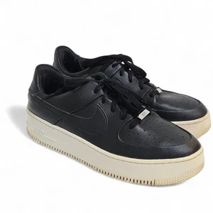 Nike Air Force One Sage Low Womens Black Leather Platform Sneakers 10.5 / 42.5 - Picture 1 of 7