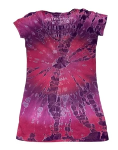 LOL Camiseta Vintage Ice Tie Dye Camiseta Para Mujer XS Cuello en V Rosa Púrpura Y2K Retro Boho - Imagen 1 de 5