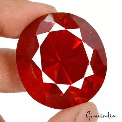 158.65 Cts Hydro Pigeon Blood Red Ruby Uneven Round Eye Catching Gem For Pendant - Image 1 of 4