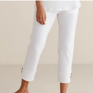 Pantalones Cortos Soft Surroundings Pierna Recta Blanco Tejido Texturizado Grandes Nuevos con Etiquetas - Imagen 1 de 10