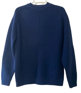 PATAGONIA Vintage Sweater Navy Blue Heavy 100% Wool Fisherman Knit Medium - Picture 1 of 5
