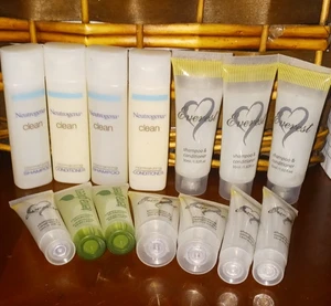 HUGE 14 PC HOTEL SHAMPOO CONDITIONER SAMPLE TRAVEL NEUTROGENA TERRA EVEREST NEW - Picture 1 of 4