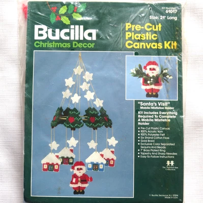 Bucilla Navidad VISITA DE SANTA MÓVIL Kit de Lona Plástica 61017 Nuevo de Lote Antiguo Sellado 21" Foto 1 de 4