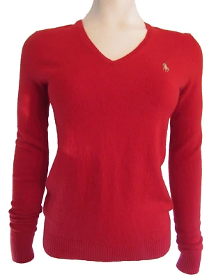 Suéter mediano Ralph Lauren Sport para mujer rosa mezcla de lana L/S cuello en V Foto 1 de 4