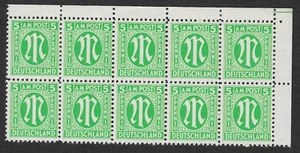 ALLIED OCCUPATION - 1945 - AM POST 5PF - BLOCK 10V - MNH ** - Picture 1 of 1